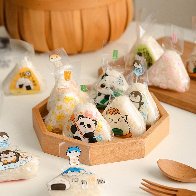 50 Pezzi Cartoni Animati Giapponesi Carini Per Sacchetto Confezionamento Palla di Riso Triangolare Sacchetto per Onigiri Sushi con Nori Stampo per Preparare Sushi Accessorio Bento