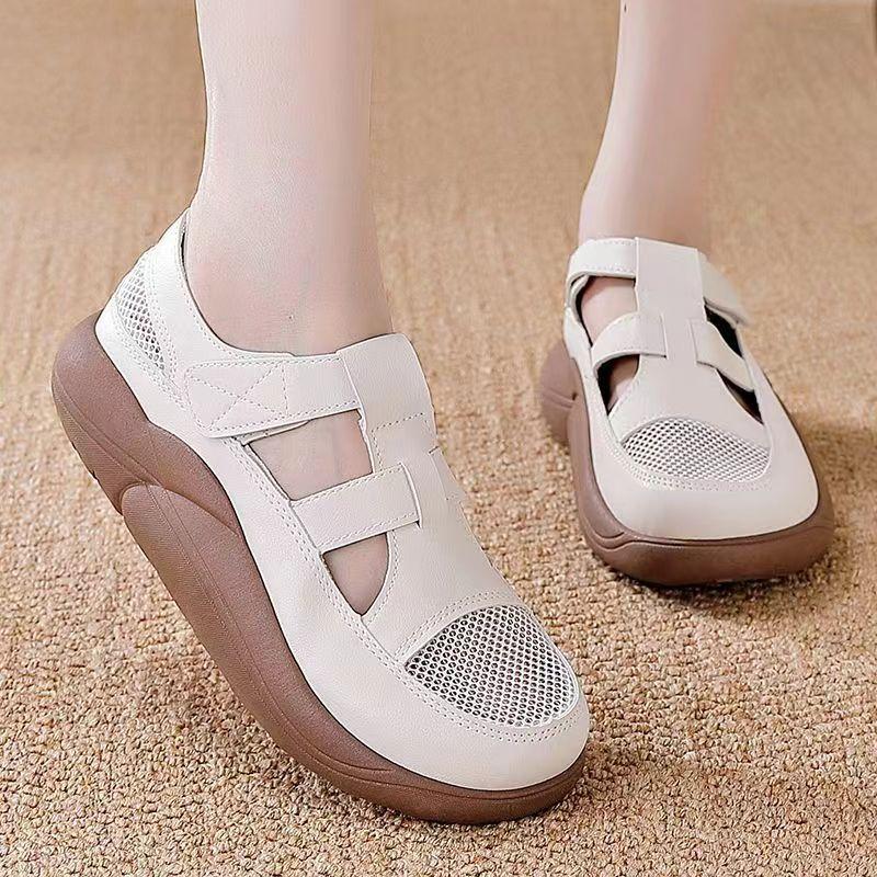 Retro Closed Toe Women's Sandals New Summer Outdoor Fashion Mesh Thick Bottom Breathable Hollow-out Two-Way Hole Shoes