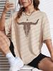 NEW Spring Cotton Womans TShirts Simple Cattle Printing Short Sleeve Tees Fashion Casual Female Clothes Comfortable Street Tops