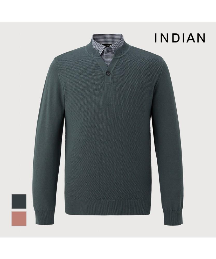 INDIAN Solid Double Collar Polo Knit_Miebp4Sc401