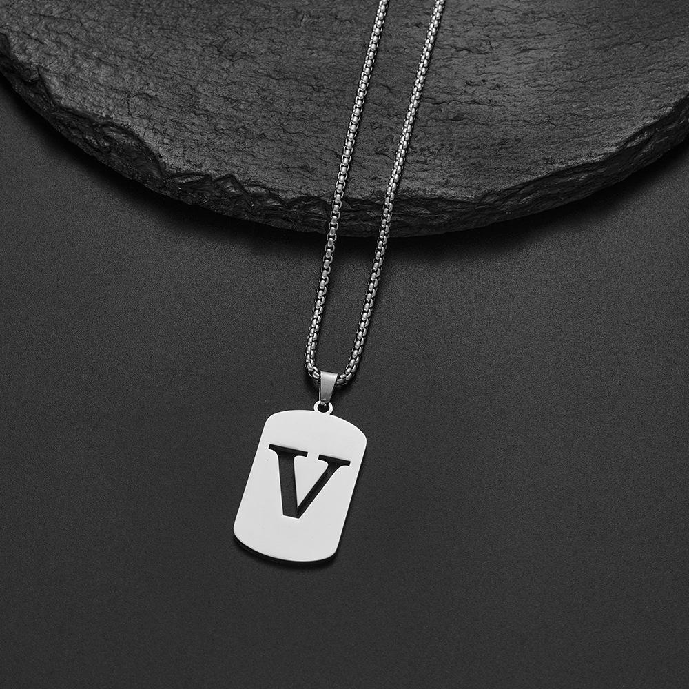 Unisex Stainless Steel English Alphabet Necklace - Niche Design, Simple, Versatile Long Chain for Hoodies