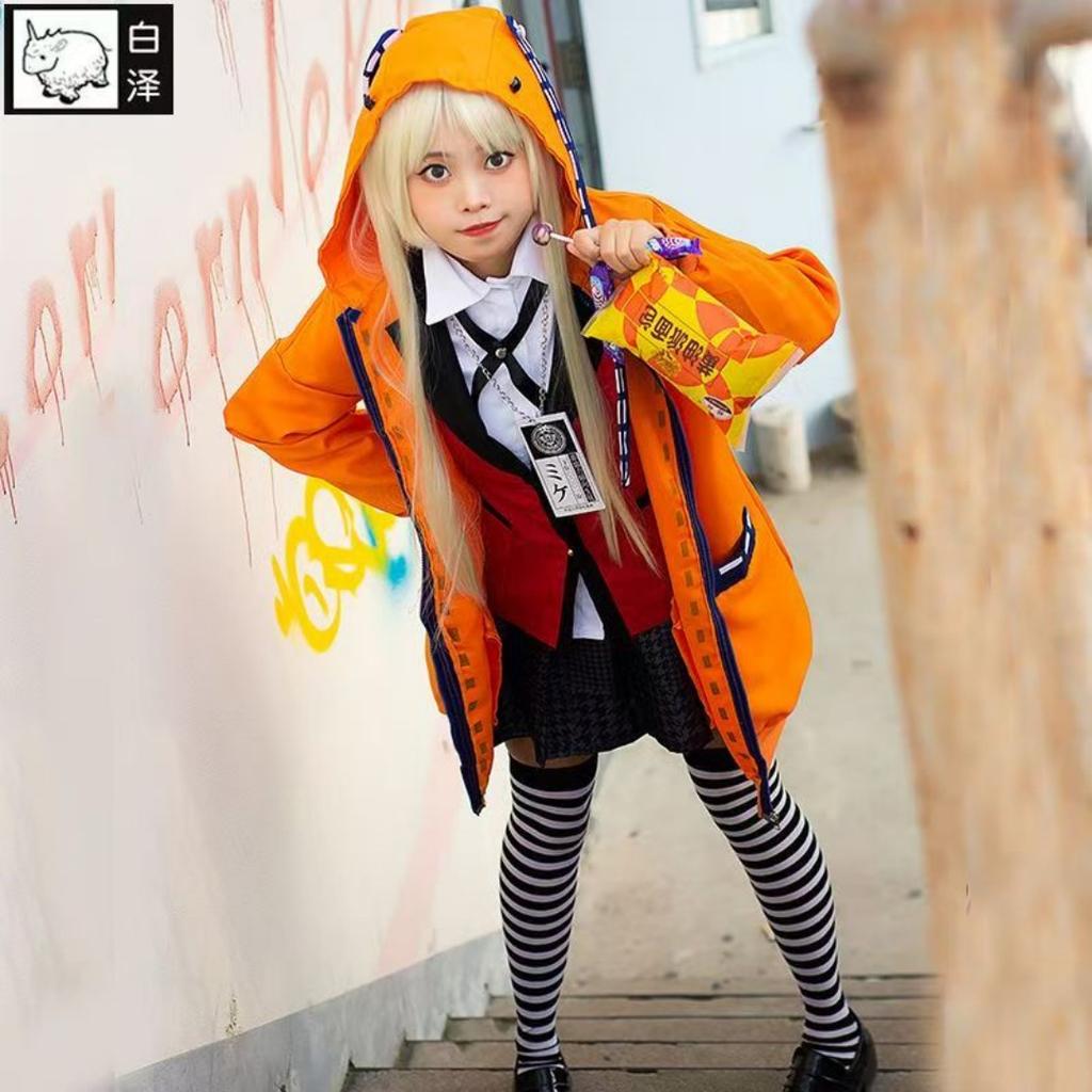 Anime Kakegurui Yomotsuki Runa Cosplay Kostüm Jas JK Schule Uniformen Jas Hoodie Halloween Karneval Kleidung