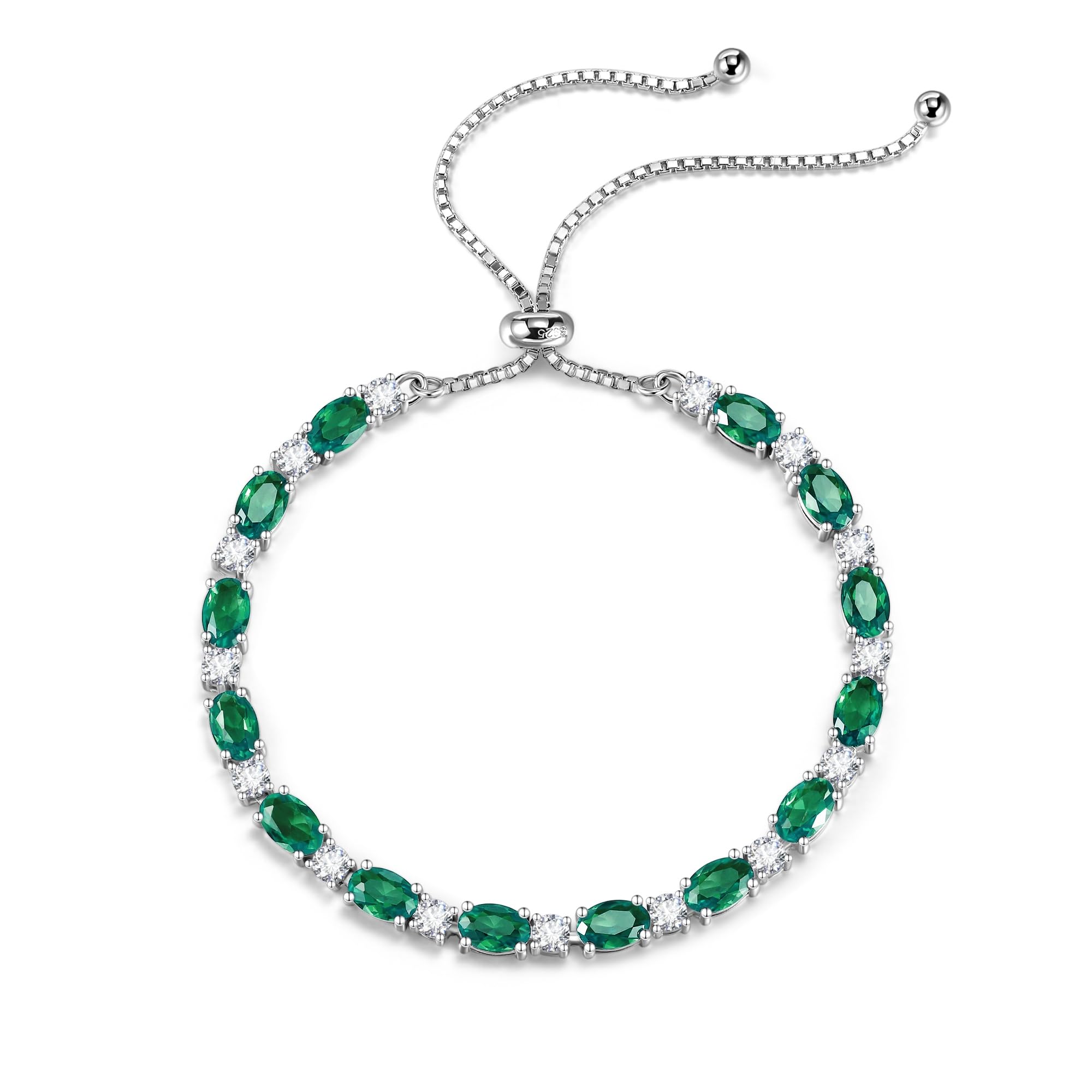 

Майский камень изумруд и 925 BOLO Идеальный подарок на дни рождения и подарочная упаковка в комплекте Женский браслет, серебро с платиновым покрытием, серия, Рождество,