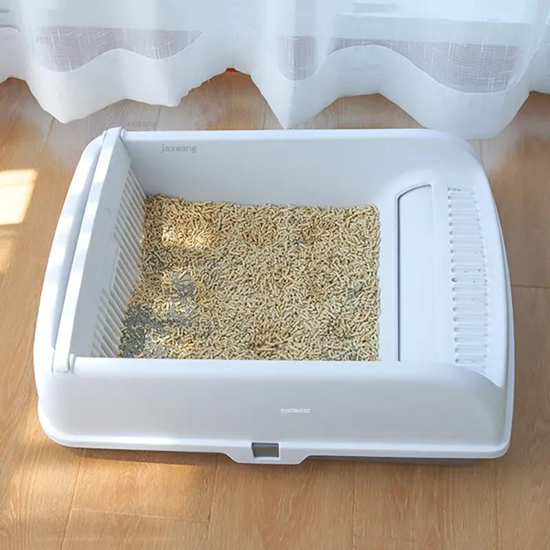 Semi-automatic Cat Litter Box Drawer Type Splash-proof Enclosed Tray Deodorizing Training Sandbox Pets Supplies Auto Cleaning