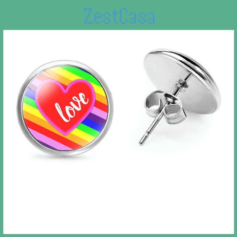 Elegant Rainbow Flag Theme Metal Stud Earrings Simple And Stylish Design 2022