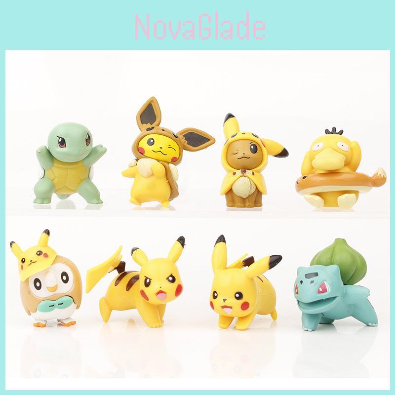 Adorable Pikachu Figurine Collection Pvc 8 Variants With Detachable Swim Ring Psyduck