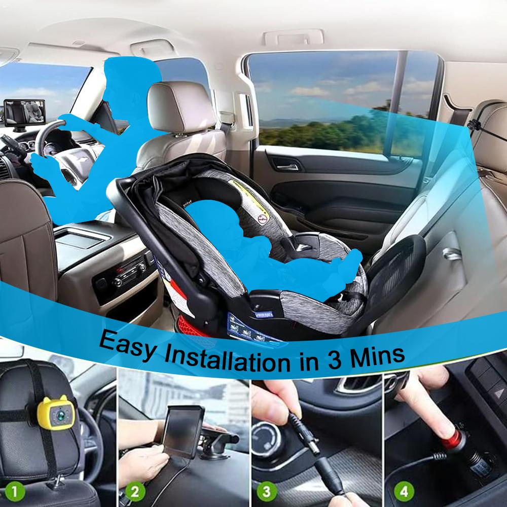 Car Baby Mirror Adjustable 170° Wide Angle 7in Car Rear Seat Baby Child Safety Mirror Monitor Rotatable Interior Rearview Mirror