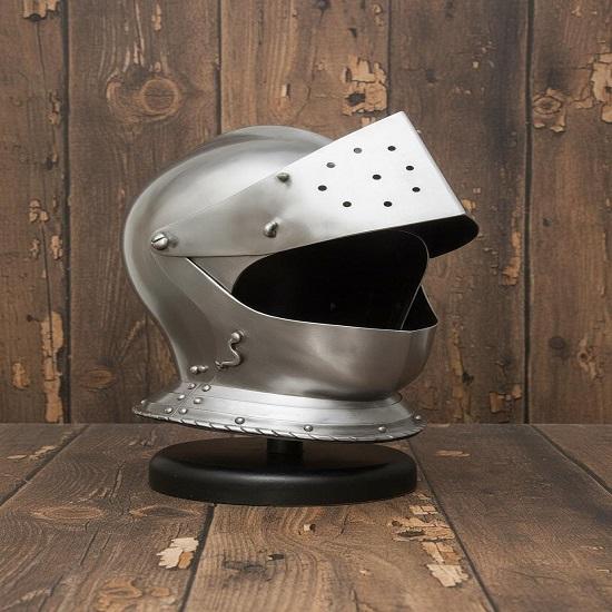 Medieval Knight Close Helmet with Stand Wearable Steel Armor