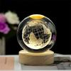 Crystal Ball With Wood Stand Laser Engraved 6CM Glass LED Crystal Ball Souvenir Gifts Home Decor Star Moon Night Light