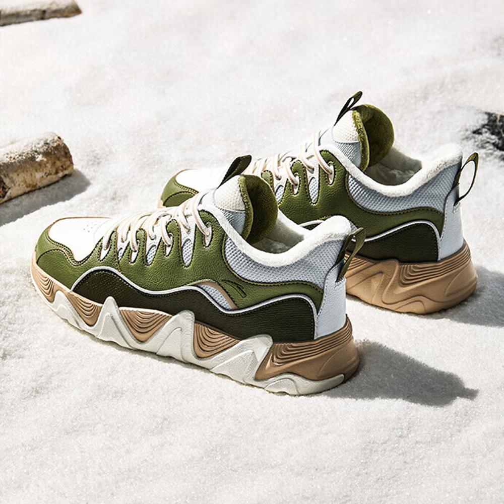 Anta Afterwave 1.0 Fleecové Silné Univerzální Teplé Odolné Středně vysoké Tenisky Pánské Tenisky Bílá Zelená 912448916-2