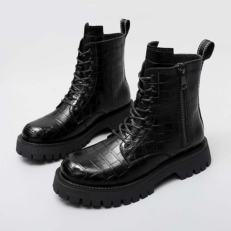 Designer Men's Fashion Party Banquet Wear Autumn Winter Boots Tide Platform Shoes Cowboy Ankle Boot Original Leather Botas