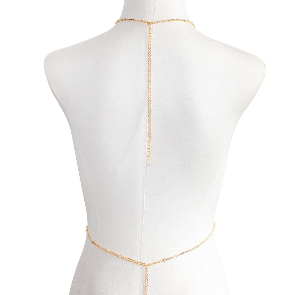 Chaîne de poitrine géométrique carrée tendance style sexy strass Vêtements de bikini Accessoires de festival Bijoux de corps pour femmes