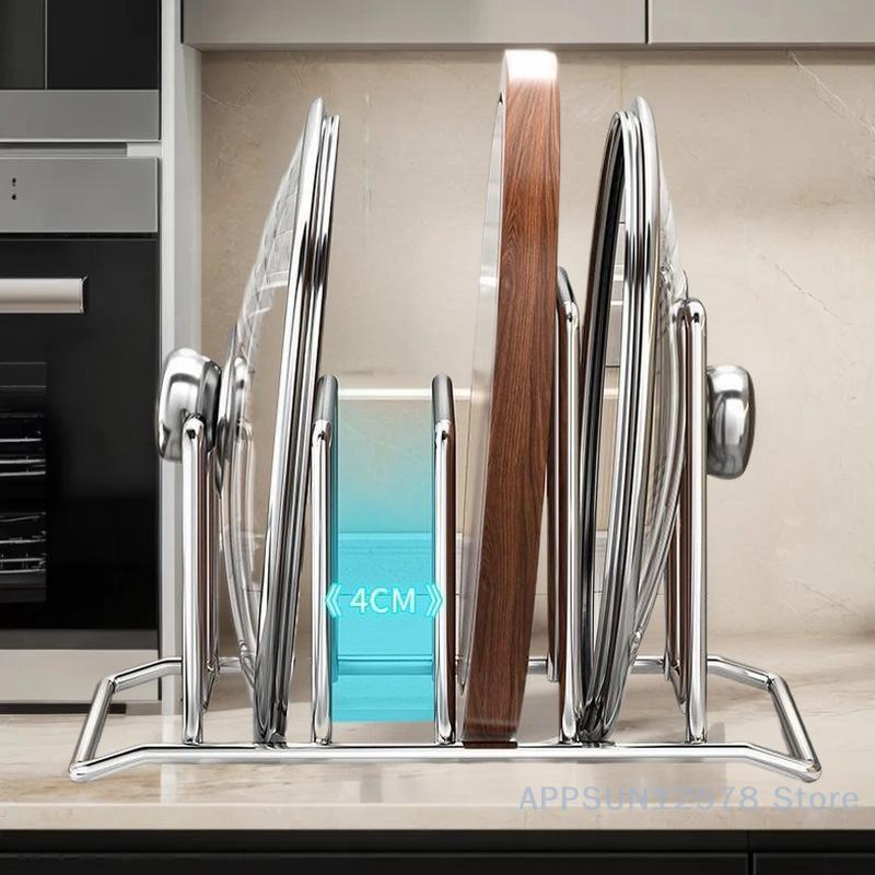 Kitchen Storage Rust-Proof Pot Lid Rack Stainless Steel Storage Rack Multi-Functional Chopping Board Holder For Domestic Use