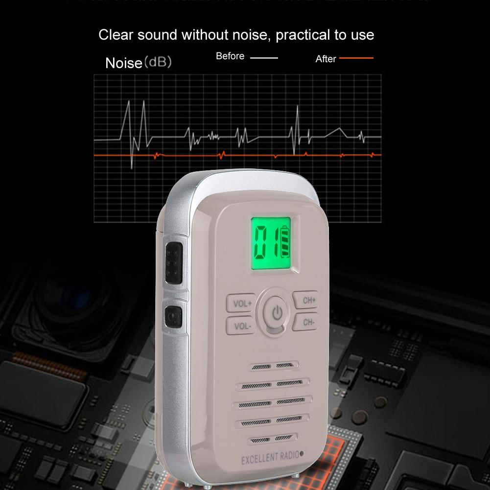 Q3 FM ABS Mini Wireless Walkie Talkie  400-470MHZ Waterproof Ultra Thin 2-Way Radio(Golden )