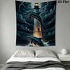 Dolphin and Lighthouse Pattern Home Decor Tapestry, Wall Hanging, Decorative RV Wall Cloth.MGT0918263