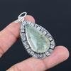 Daughters Day Deal 925 Silver Moss Moss Prehnite Stone Sister Art Deco Pendant