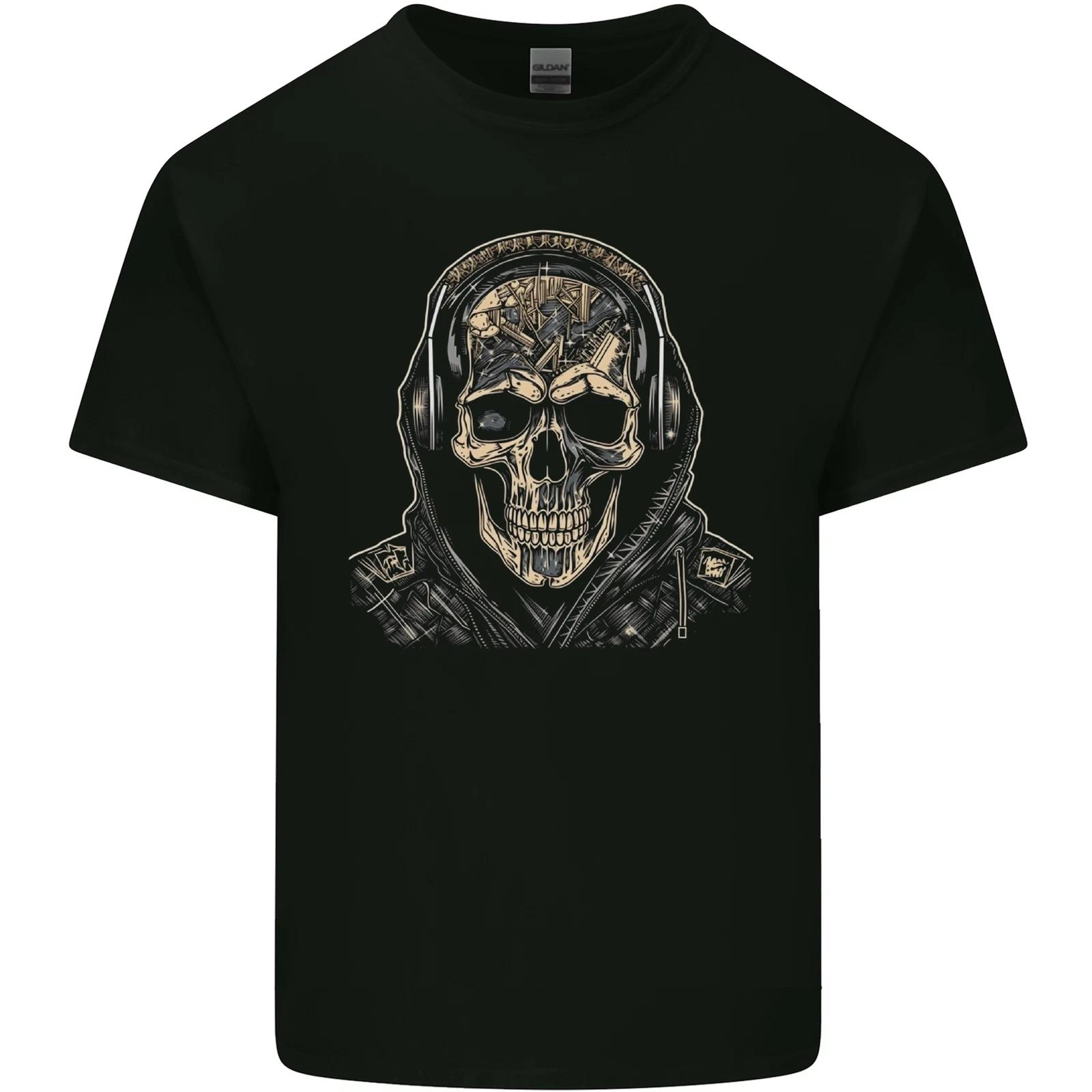 Urban Skull With Headphones Kids T-Shirt Childrens 2XL