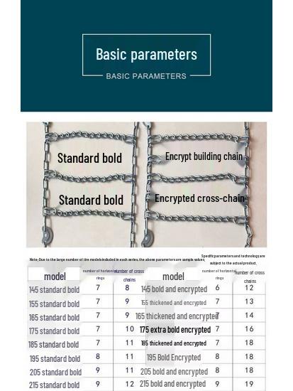 Snow Car Anti-Skid Chain for Lynk & Co 06 - Thickened Iron Chains for 215/55 R18 and 225/45 R19 Tires