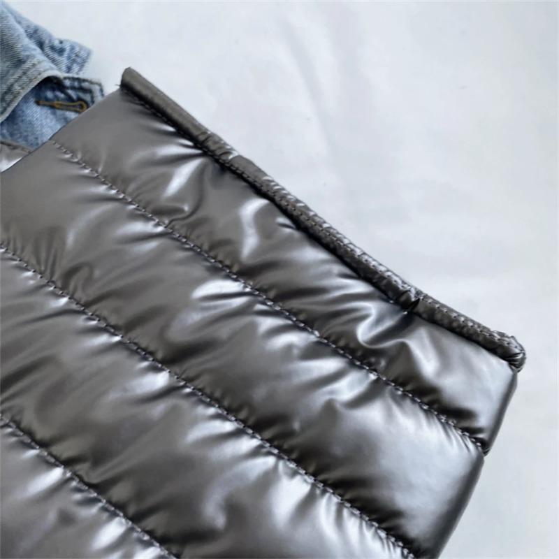 Elegant Women's Totes Bags with Silk Scarf Accent Winter Quilted Crossbody Bags for Women Casual Solid Color Padded Shoulder Bag