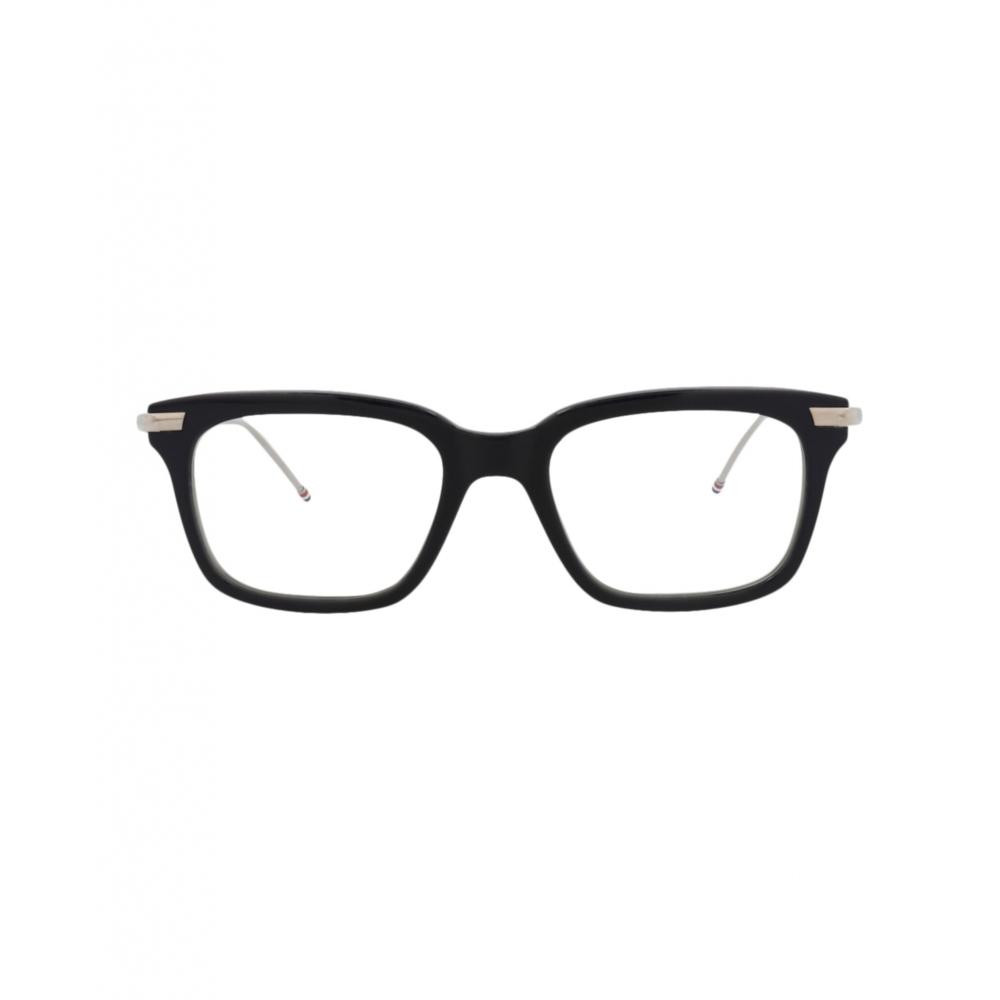 Thom Browne Square Frame Acetate Optical Frames Navy Silver Transparent