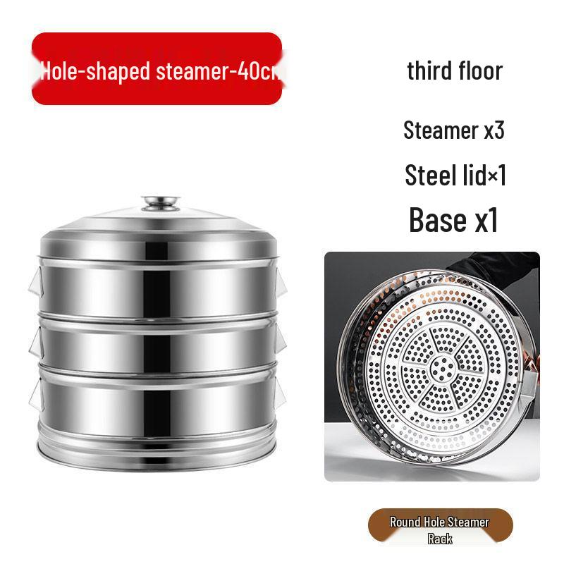 Large-Capacity Stainless Steel Steamer Basket for Fish and Buns