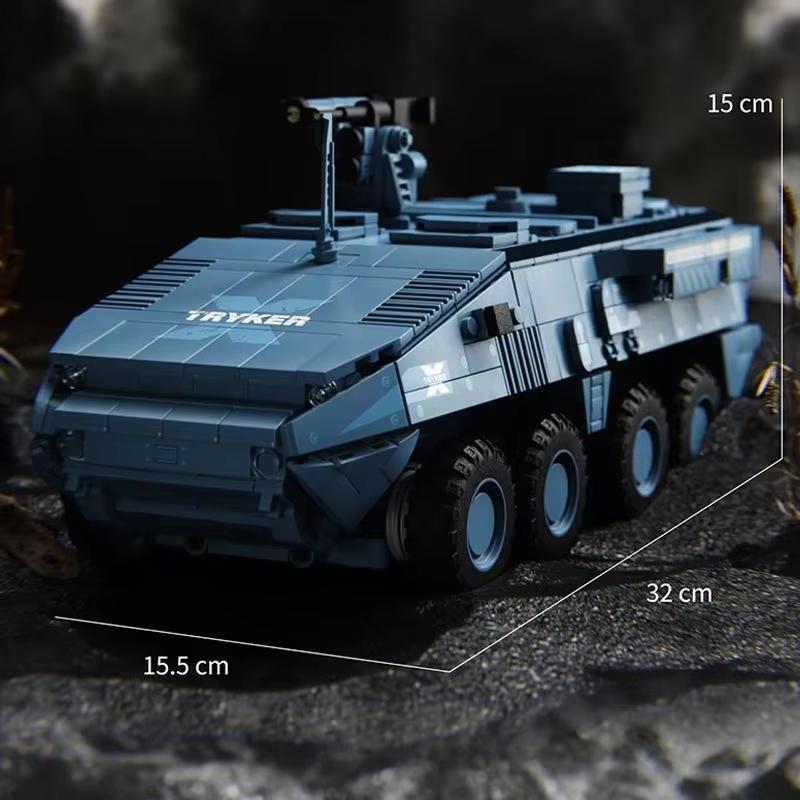 Military Assembly Building Blocks Model NO.96006-7 US Stryker X And M2 Bradley Armored Vehicle Simulation Toy for Collectors
