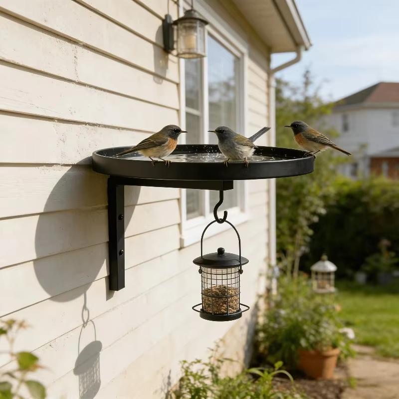 Hook Design Iron Wall Bathtub Bird Feeder Easy Install Weather Resistant Outdoor Courtyard Ornament