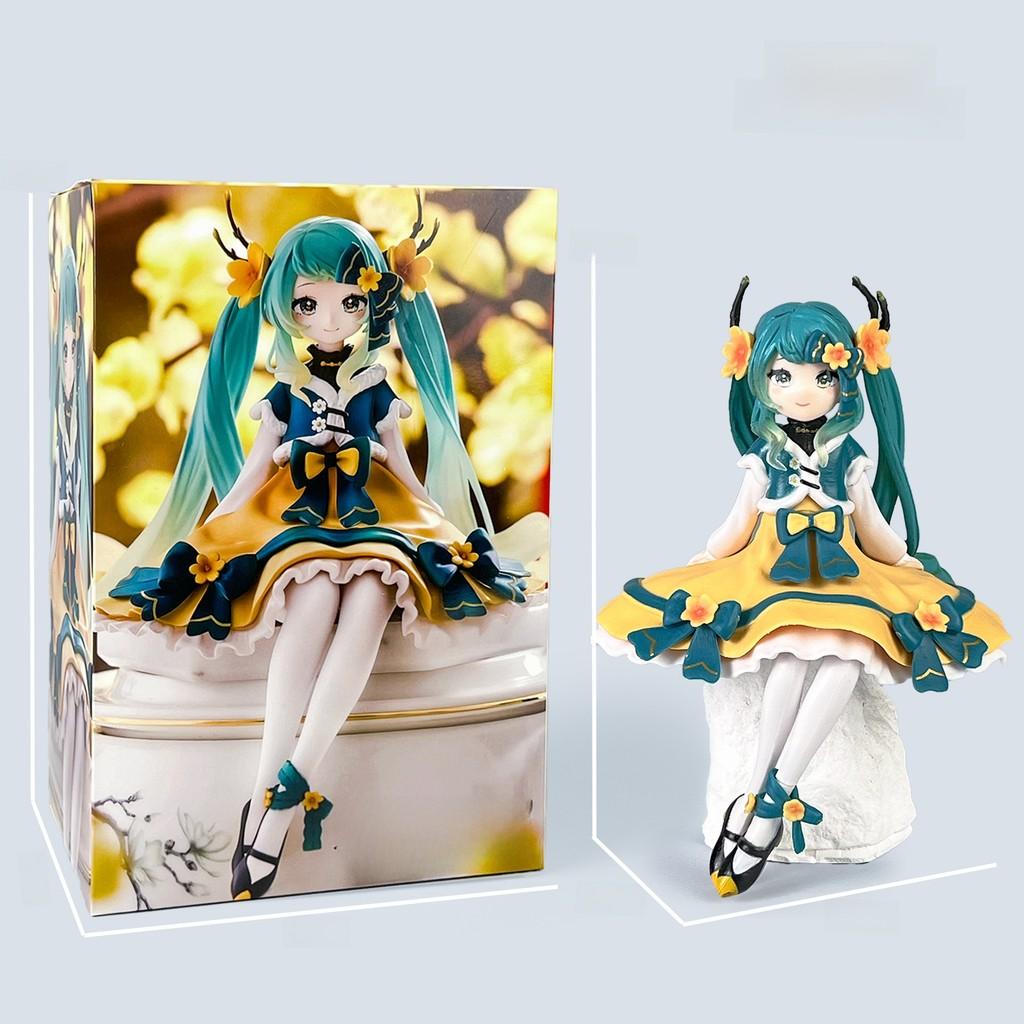 Hatsune Sitting Miku Pose Pvc Anime Model With Spring Theme Decoration Desktop