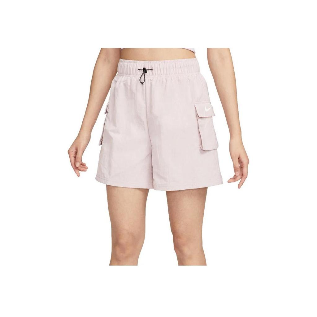 Nike Sportswear Essentials Solid Color Elastic High-Waist Casual Shorts Women Bottoms Grey-Purple DM6248-019