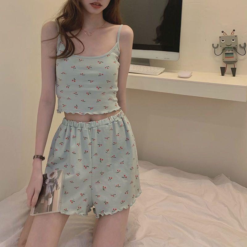 

2025 Summer Women s Cute Shorts Pajama Set - Wind Sling Two-Piece Homewear XL for 105-120 jin
