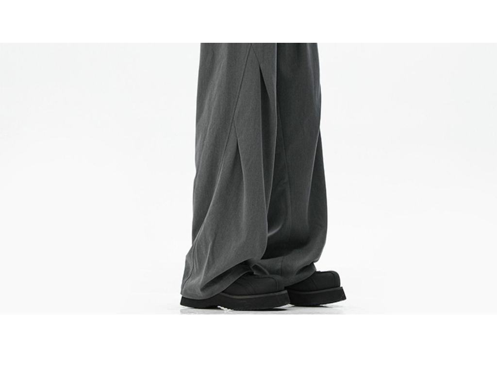 Unisex Dark Grey Paratrooper Pants - Spring/Autumn Loose Fit, Pleated, Wide-Leg Trend