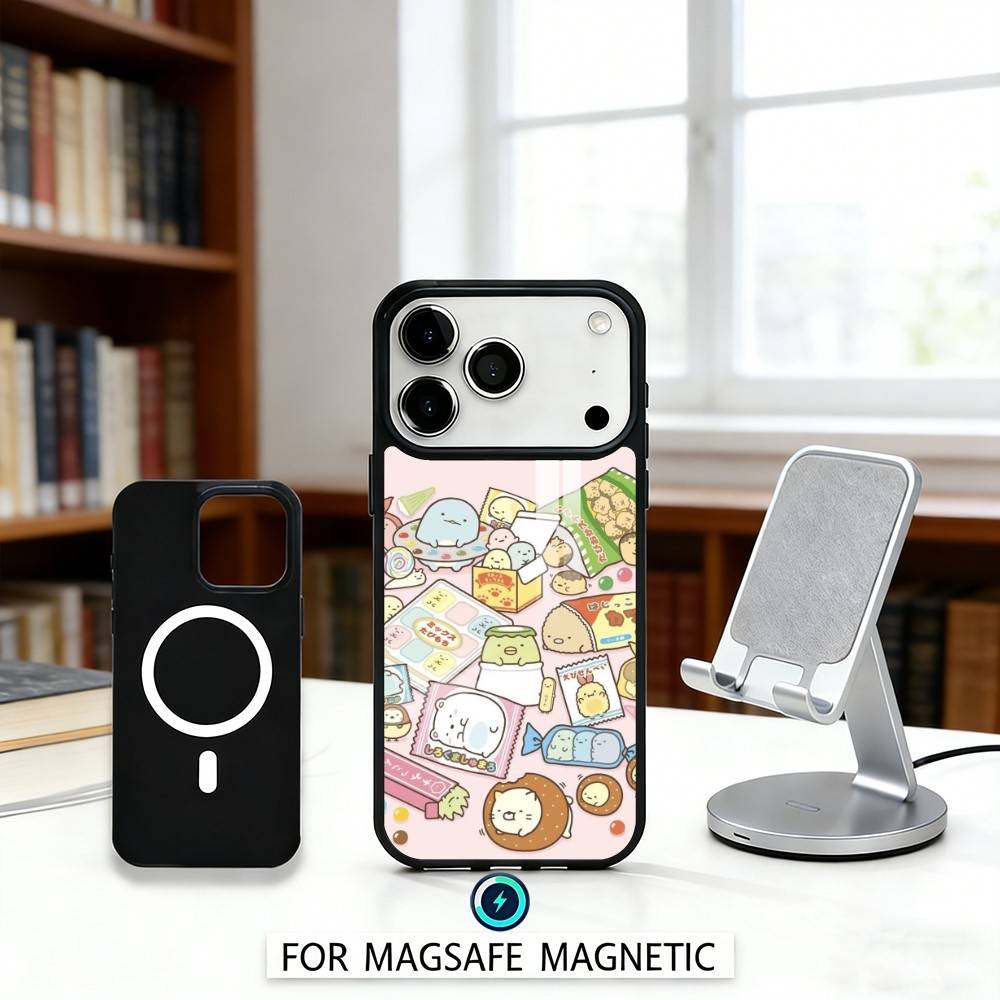 S-Sumikko Anime G-Gurashi Phone Case Magnetic For iPhone17 16 15 14 13 12 Pro Max For Magsafe Wireless Charging Cover