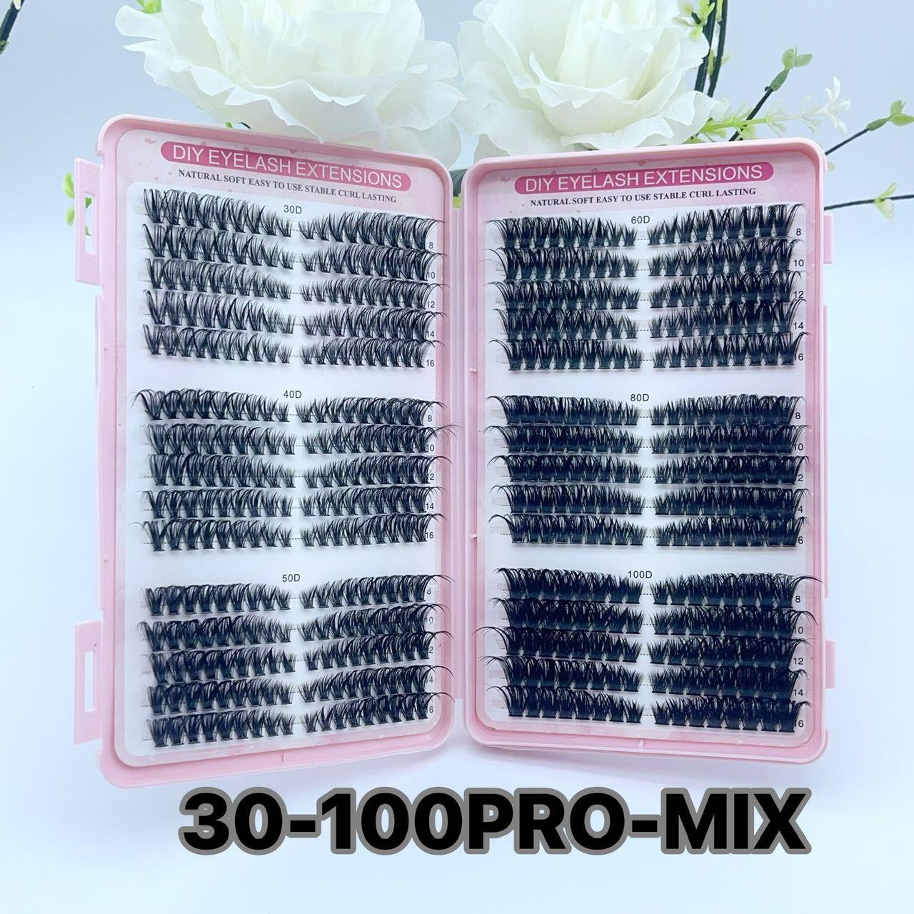 Handmade for Lash Clusters 8-16mm Individual Synthetic Eyelash Extensions Natural Look Korean PBT Material 6 Rows Eyelash Mix&plastic box