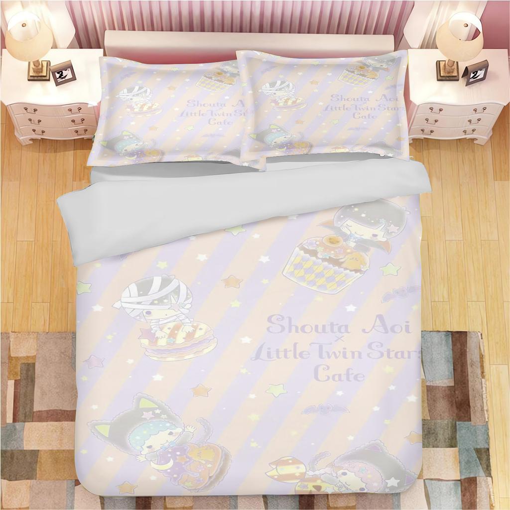 MINISO Cartoon Little Twin Star Quilt Cover Sanrio Cute Girl Printed Children Soft Customizable Bedding Custom Made Home Bedroom