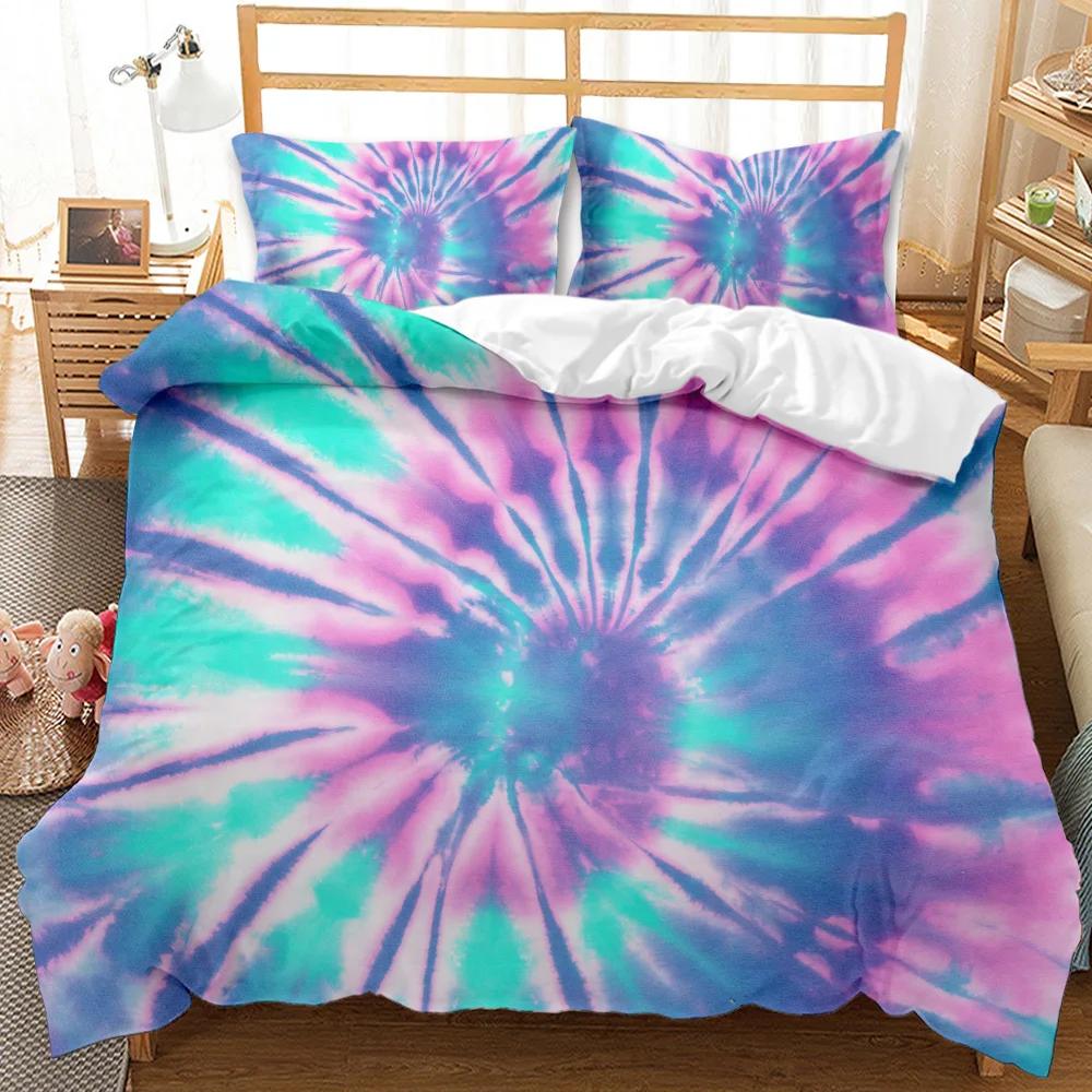 Boho Tie Dye Duvet Cover Set Hippie Bed Sets Blue Purple Colorful Twin Bedding Set Gypsy Queen King Size Polyester Qulit Cover