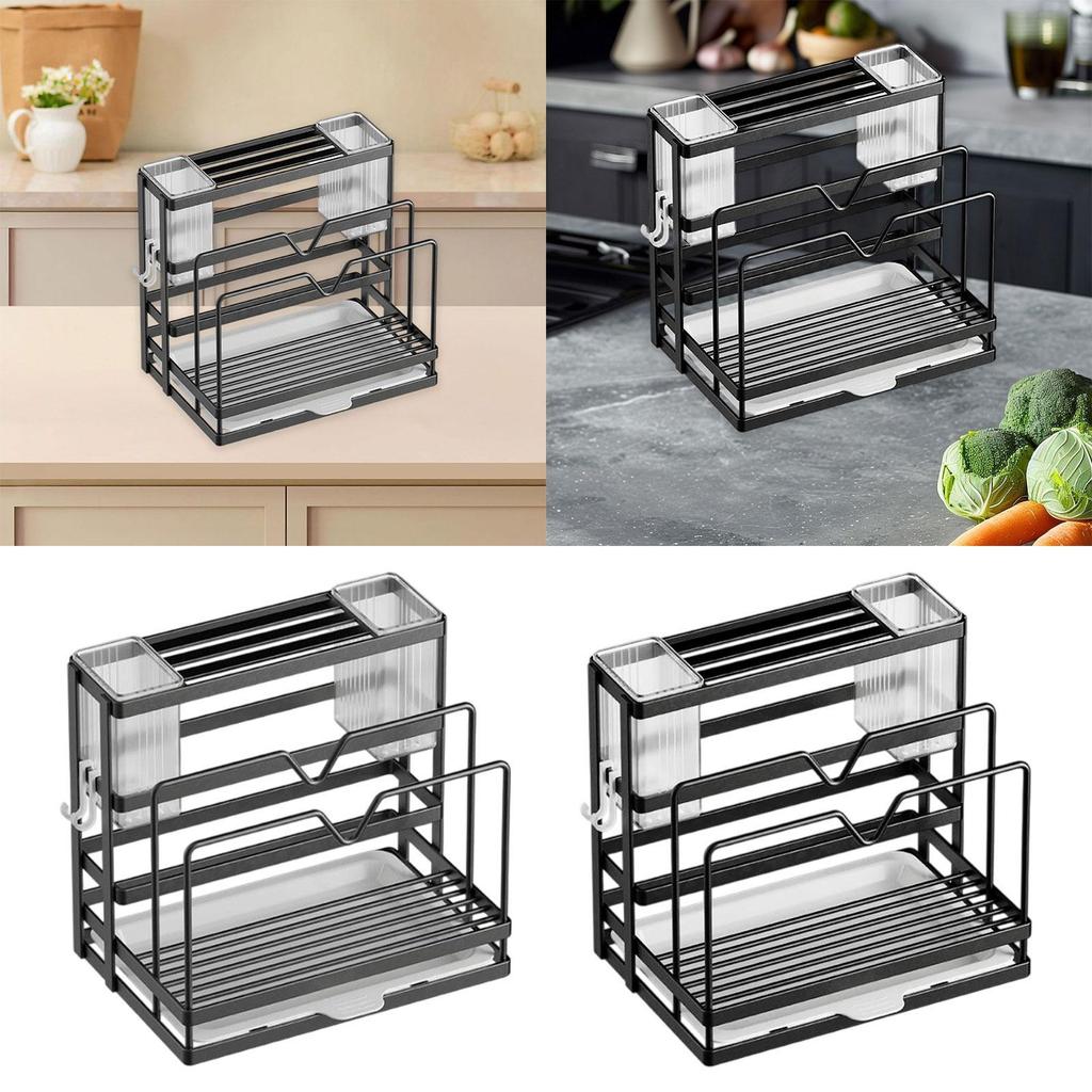 Kitchen Cutlery Holder Practical Counter Drying Rack Organizer Storage Rack for Soap Cutting Board Pot Pan Lid Household Bar
