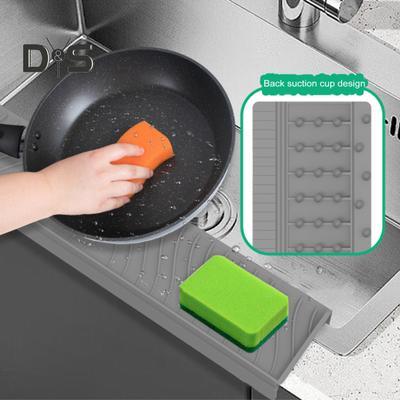 Protezione Bordo Lavello in Silicone Paraspruzzi con Ventosa Antiscivolo Multifunzione Piano di Lavoro Cucina Vasca da Bagno Lavello Lavabo Vassoio Antischizzo Lavello