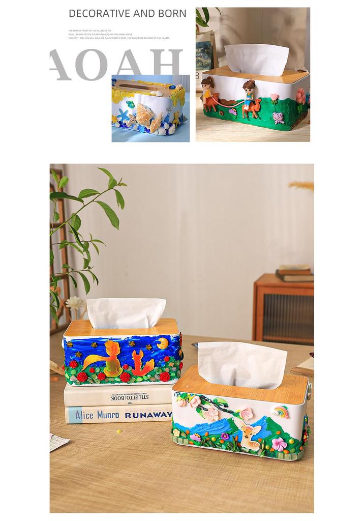 DIY Ručně vyráběná krabička na kapesníky s krémovým lepidlem: Interaktivní projekt pro rodiče a děti jako kreativní dárek nebo dekorativní ozdoba