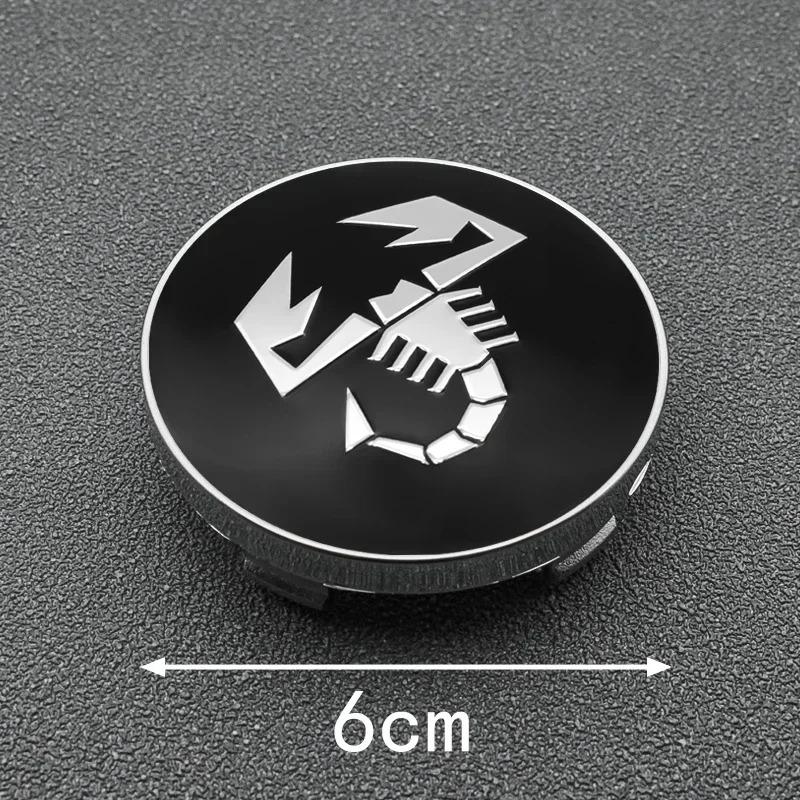 AAZD1 4Pcs 56mm+60mm For Abarth Stilo Palio Bravo Doblo Fiat 500 Punto Accessories Car Wheel Center Cap Logo Hub Cover Badge Emblem