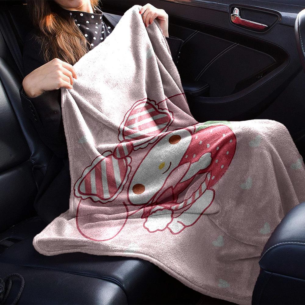 1pc strawberry my melody blanket Lightweight Flannel Throw for Sofa Bed Travel Camping Livingroom Office Couch Chair