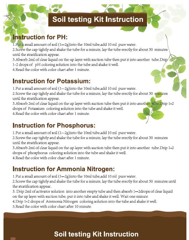 Accurate Soil Testing Reagent for Ammonia, Nitrogen, pH, Phosphorus, and Potassium Detection