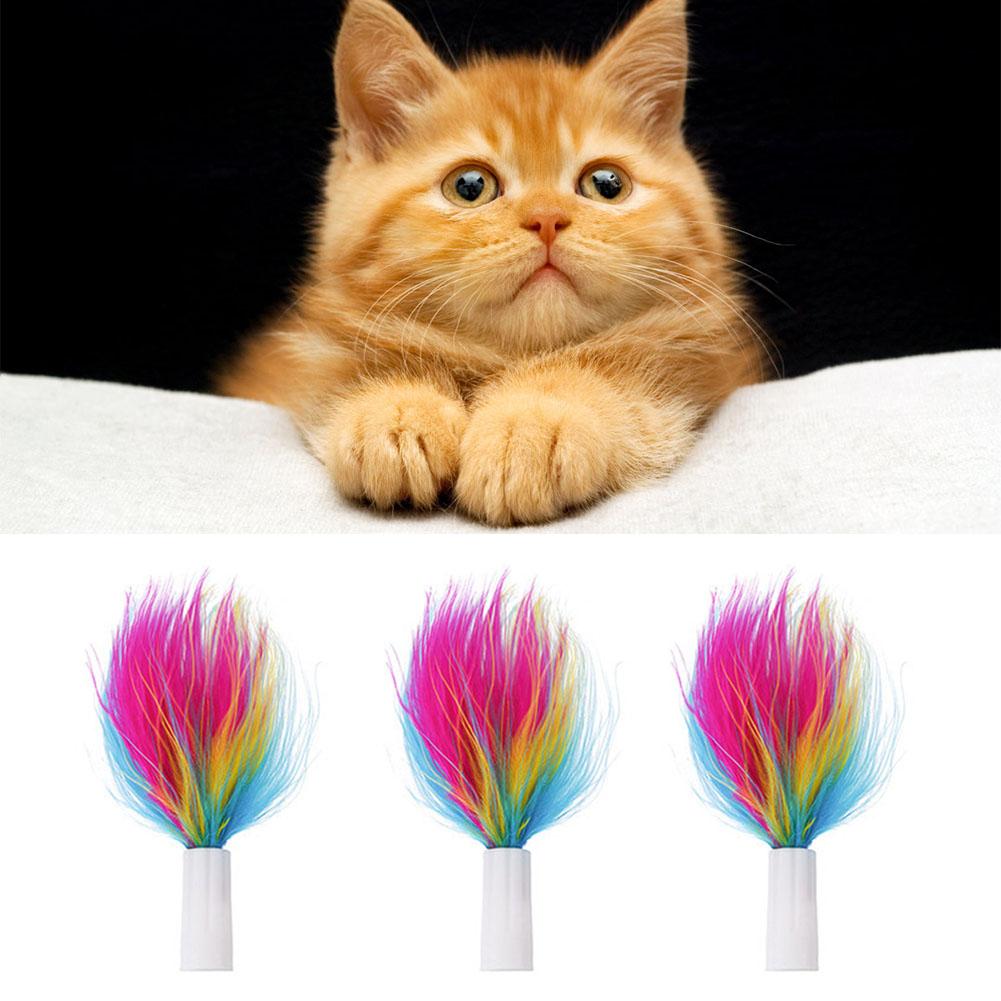 3 Pcs Auto Stick Feathers Replacement Head Kitten Cat Feather Toys Assortments Replacement Teaser Funny Exercise for Cats