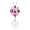 Eingelegter weißer Rhombus oval blauer Diamant Zirkon Perlen Anhänger Halskette einfache Retro personalisierte Halskette