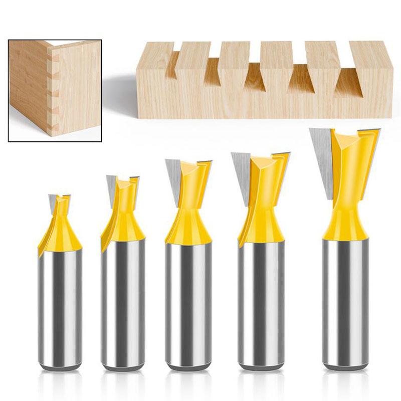 5 bucăți 12 mm 1/2 inch cu coadă de rândunică Set de freze pentru îmbinare freza pentru lemn, 14 grade