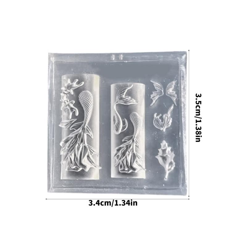 Flexible Nails Art Mold Accessory Molds Mermaids Tail Shape Decorative Moulds Silicone Texture for Various Nails Types