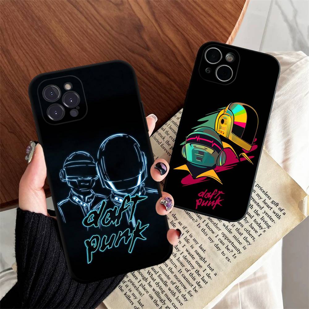 D-Daft Punk Zespół Francja Etui na Telefon Dla IPhone 17 16 15 14 13 12 11 Pro Max Plus Mini Silikonowe Czarne Pokrowiec