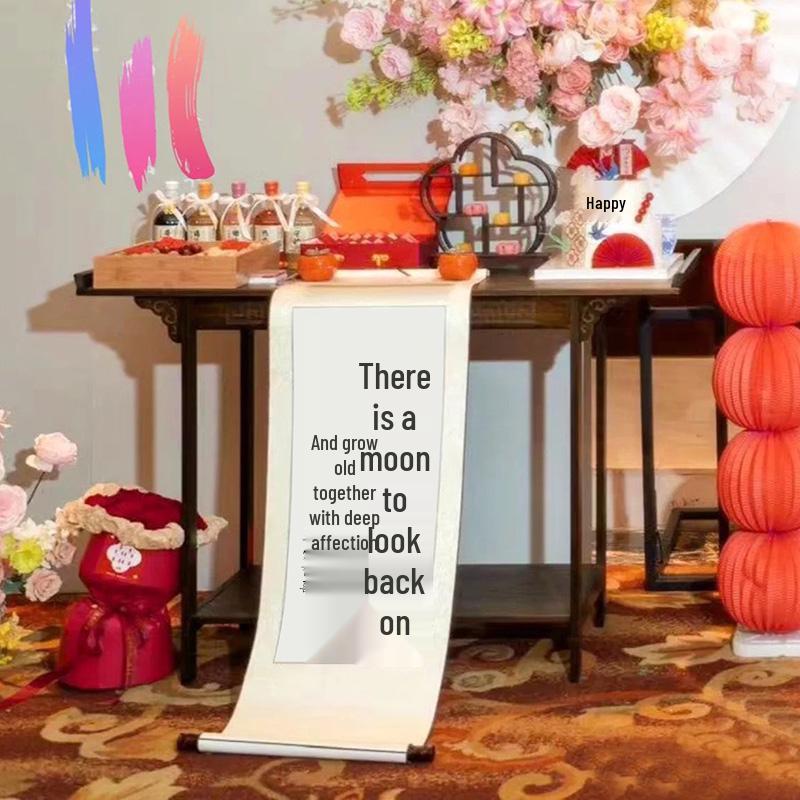 Chinese Style Calligraphy Scroll for Wedding Engagement Banquet Decor