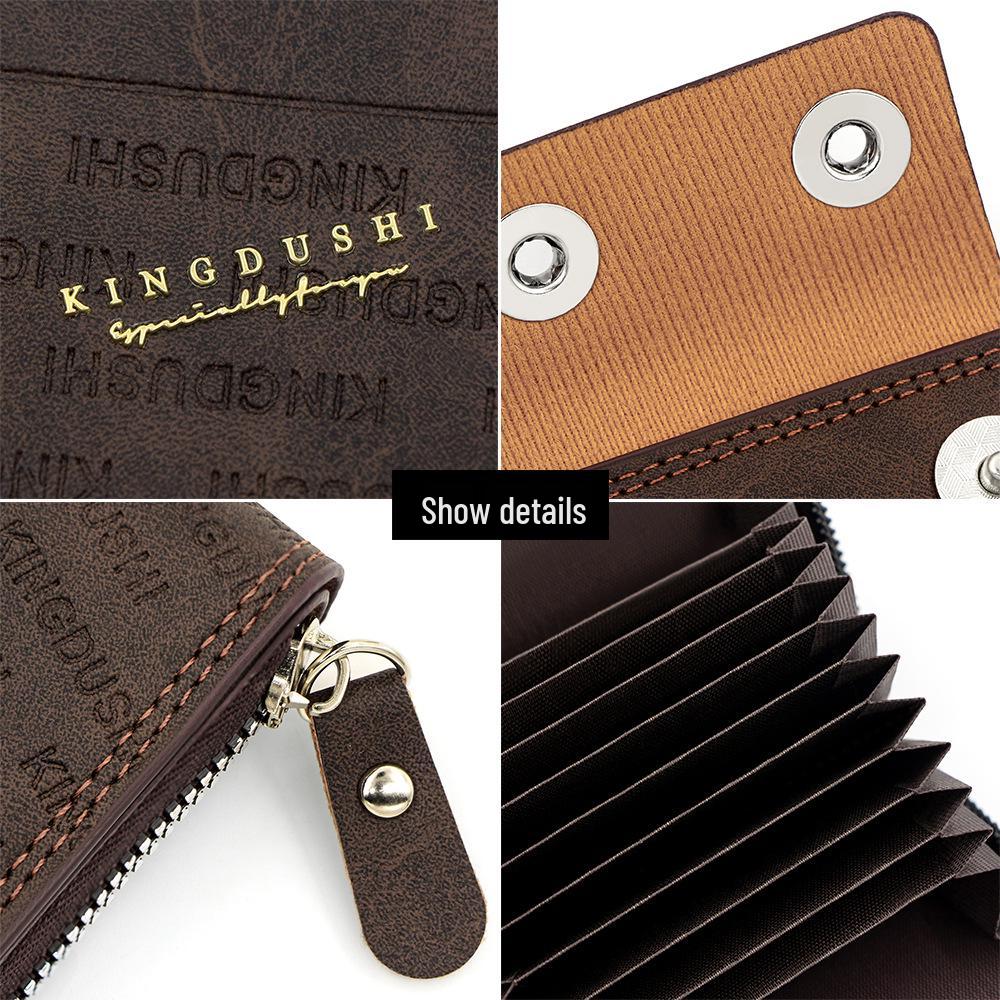 Herren Trendiges Geprägtes Akkordeon-Portemonnaie mit Doppeltem Magnetverschluss - Kartenhalter mit großer Kapazität und Münzfach.