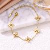 Elegant Four-Leaf Clover Titanium Bracelet with Micro-Paved Diamonds - Light Luxury Women's Floral Jewelry