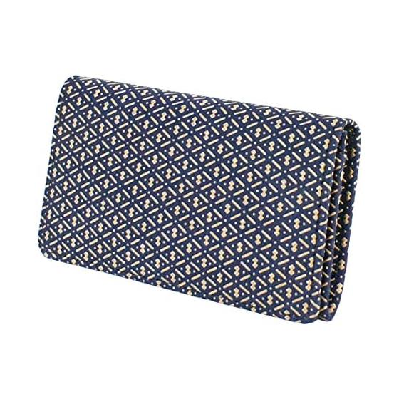 Inden-ya Inden Large Capacity Card Case, Deer Leather, Navy x White Lacquer, Gourd Pattern, 7cm x 11cm x 1.3cm, Gusseted Pocket x 1, Pockets x 2,